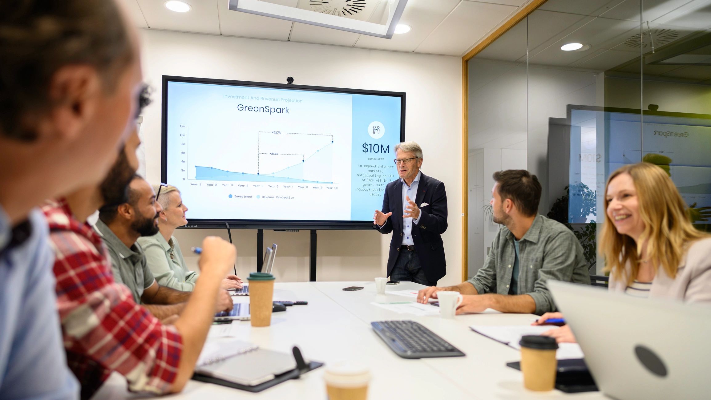 Business presentation during a professional team meeting