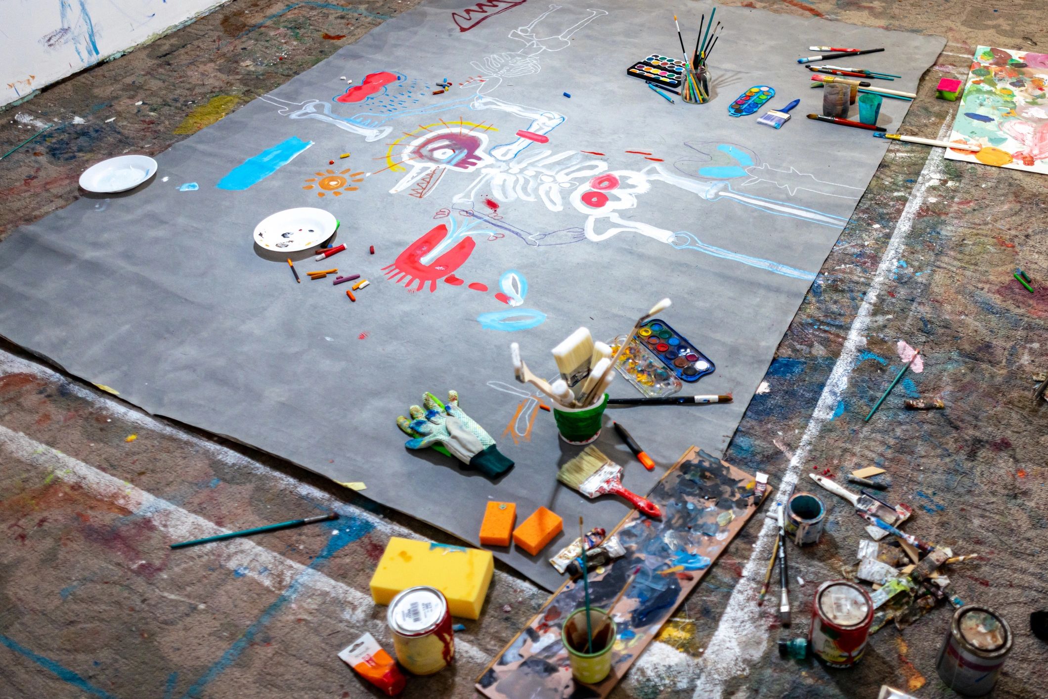 Creative interior decoration workshop with large-scale design work